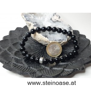 Herren Armband Onyx, 8mm, Silber, Gr.XL
